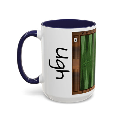 Backgammon-Themed Accent "Ugh" Coffee Mug - Perfect for Game Night & Coffee Lovers