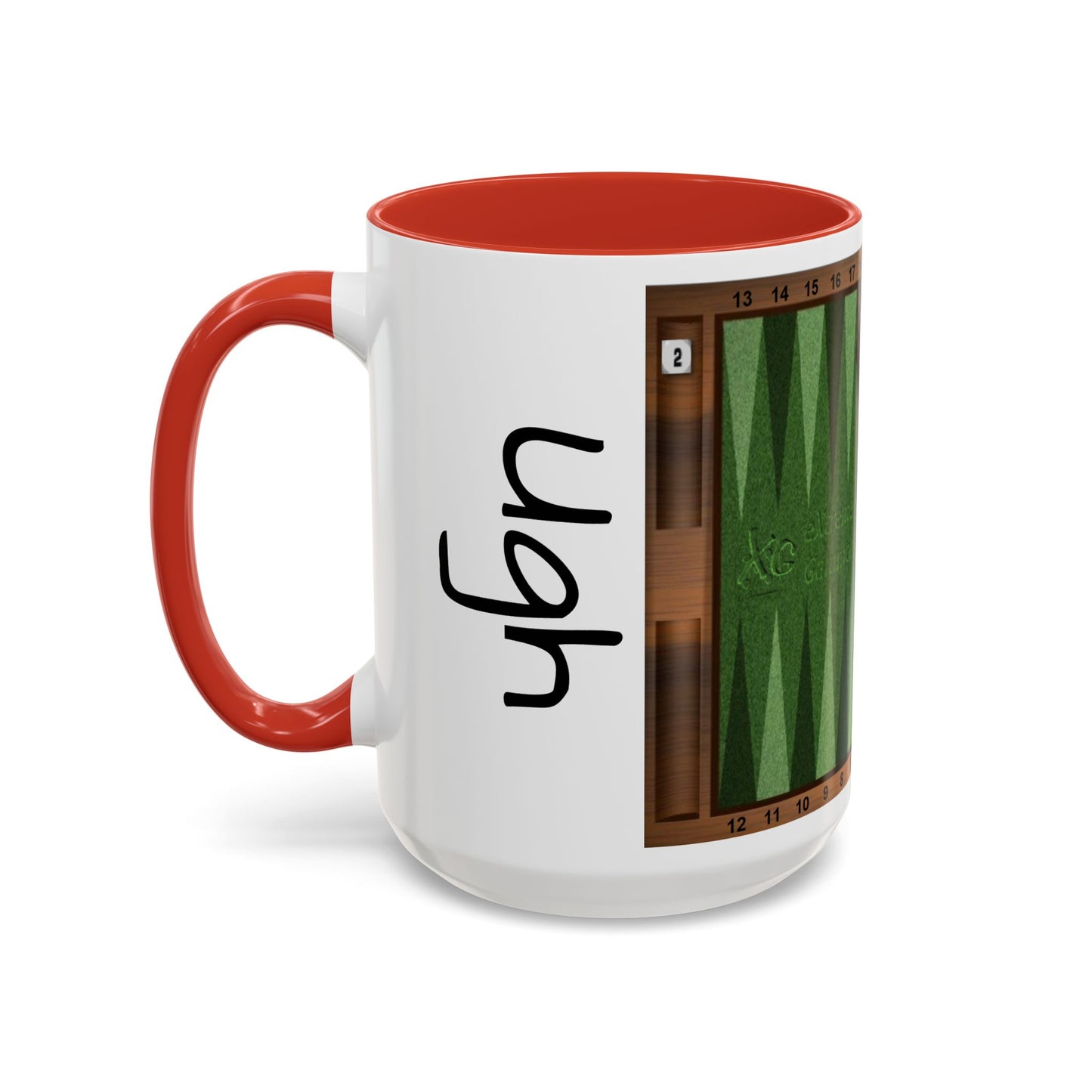 Backgammon-Themed Accent "Ugh" Coffee Mug - Perfect for Game Night & Coffee Lovers