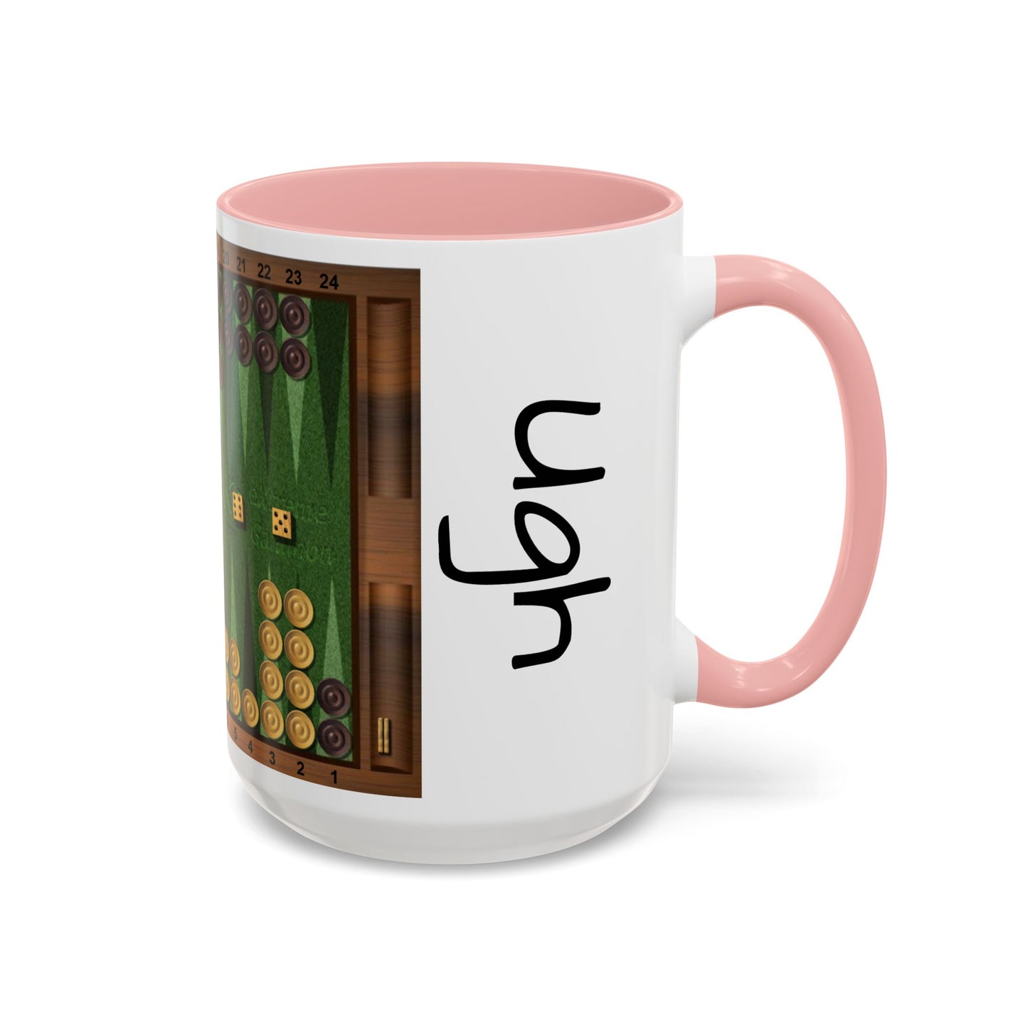 Backgammon-Themed Accent "Ugh" Coffee Mug - Perfect for Game Night & Coffee Lovers