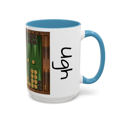 Backgammon-Themed Accent "Ugh" Coffee Mug - Perfect for Game Night & Coffee Lovers