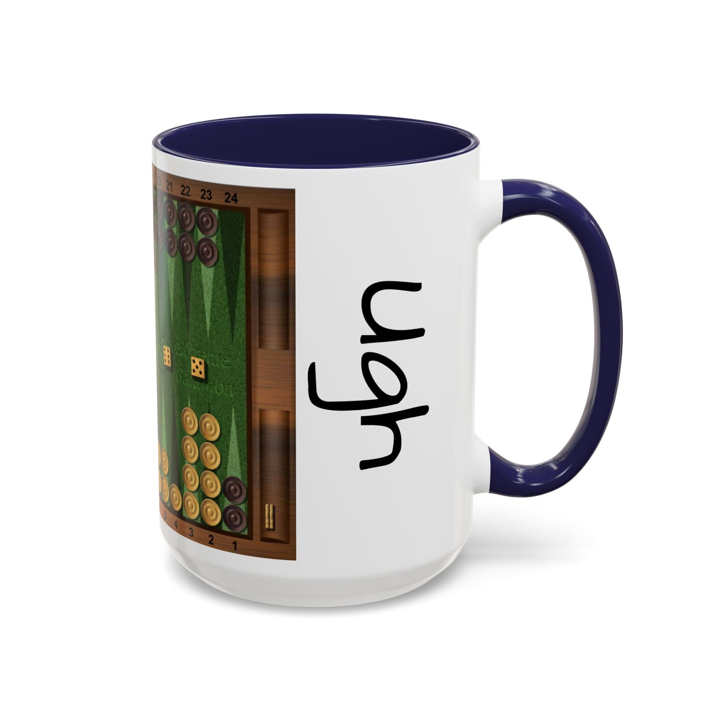 Backgammon-Themed Accent "Ugh" Coffee Mug - Perfect for Game Night & Coffee Lovers