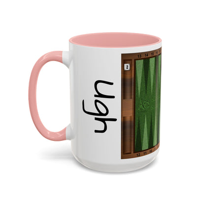 Backgammon-Themed Accent "Ugh" Coffee Mug - Perfect for Game Night & Coffee Lovers