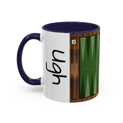 Backgammon-Themed Accent "Ugh" Coffee Mug - Perfect for Game Night & Coffee Lovers