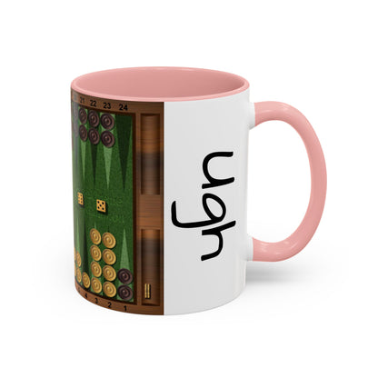 Backgammon-Themed Accent "Ugh" Coffee Mug - Perfect for Game Night & Coffee Lovers