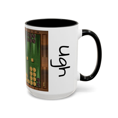 Backgammon-Themed Accent "Ugh" Coffee Mug - Perfect for Game Night & Coffee Lovers