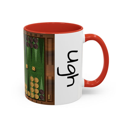 Backgammon-Themed Accent "Ugh" Coffee Mug - Perfect for Game Night & Coffee Lovers