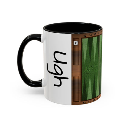 Backgammon-Themed Accent "Ugh" Coffee Mug - Perfect for Game Night & Coffee Lovers